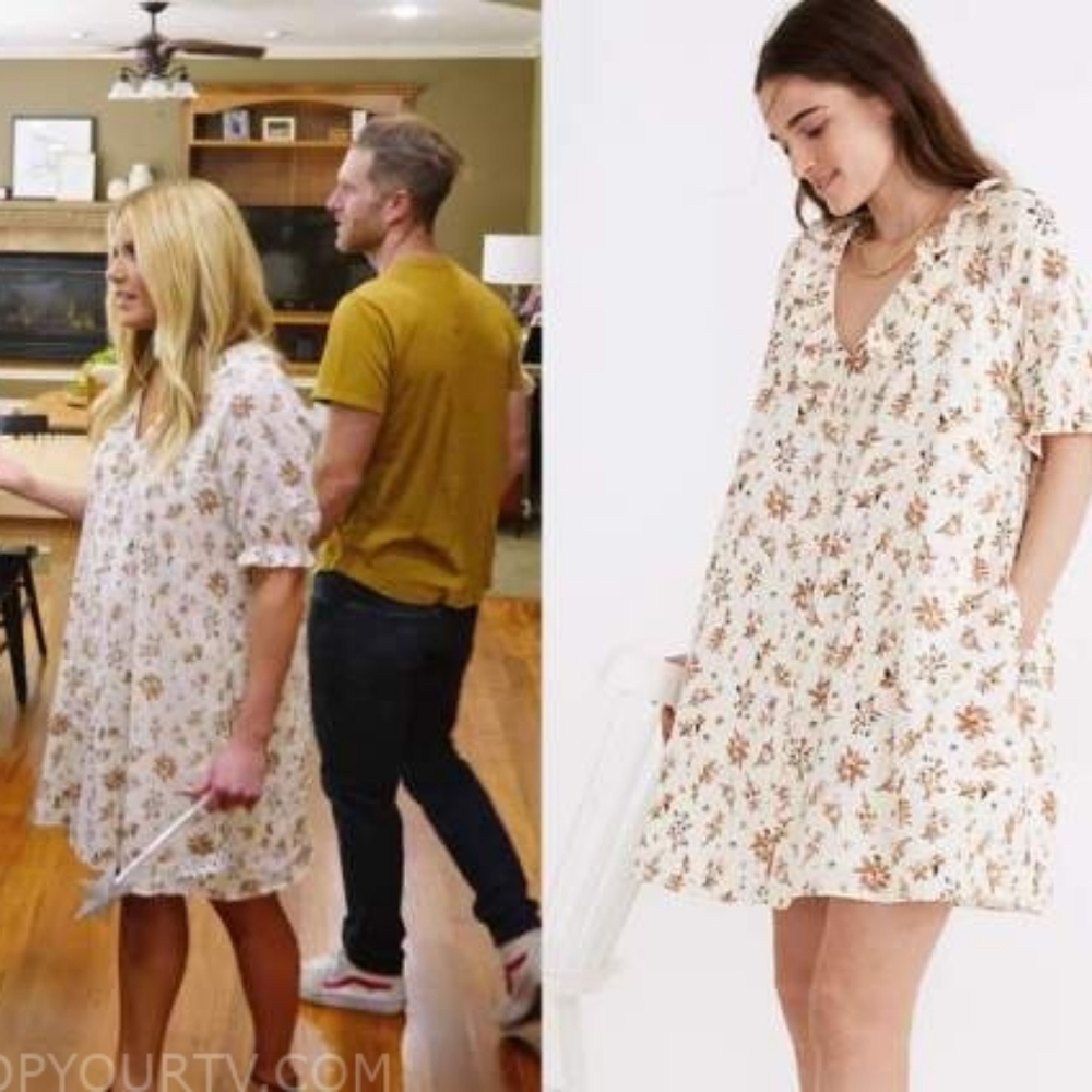 Madewell Ruffle Button Front Trapeze Dress Floral Reef